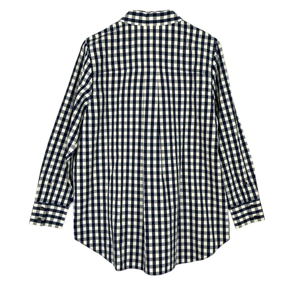 Lafayette 148 New York Check-Print Button-Down Shirt Size Large - Picture 5 of 7